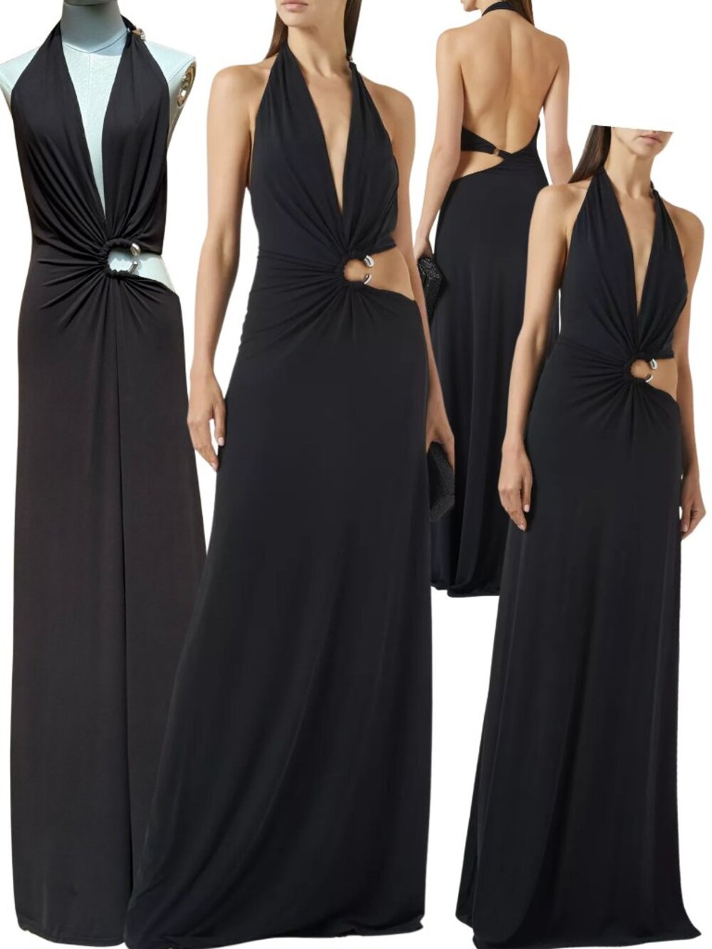 🆕 MISHA COLLECTION 🧿 NWOT The Devon Maxi Dress, Black Cupro-Jersey, Sz M US6